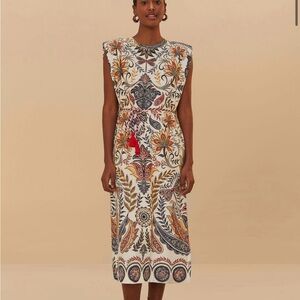 FARM Rio Red and Black Sheath Midi Dress